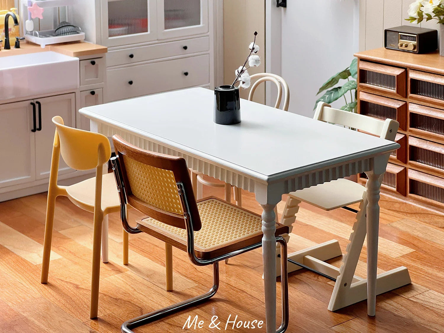 1:6 Dollhouse Miniature Dining Table – Vintage Mini Furniture