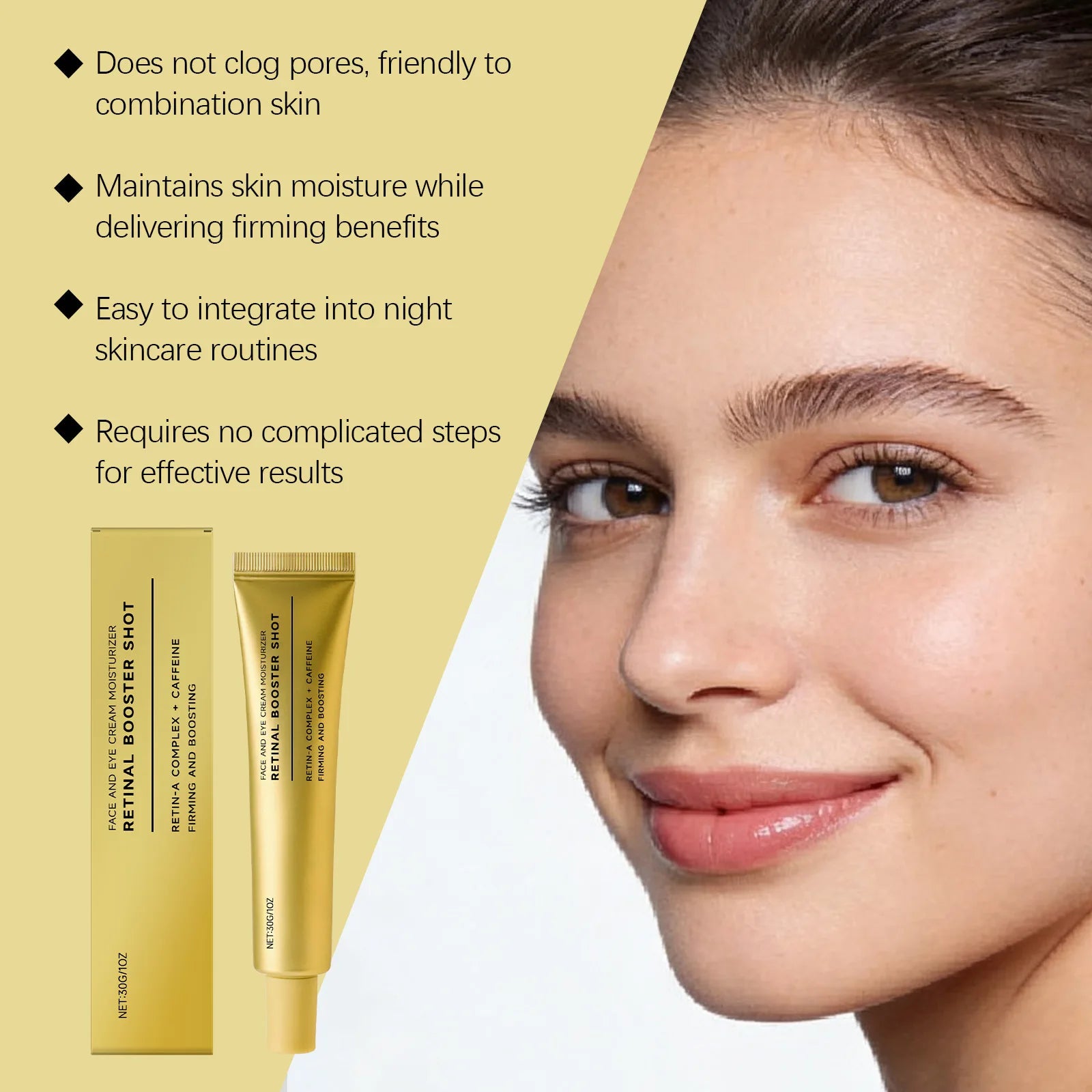 Firming Face Cream with Retinol Strengthening Tighten Skin Barrier Repair Moisturizing Facial Rejuvenation Caffeine Eye Cream