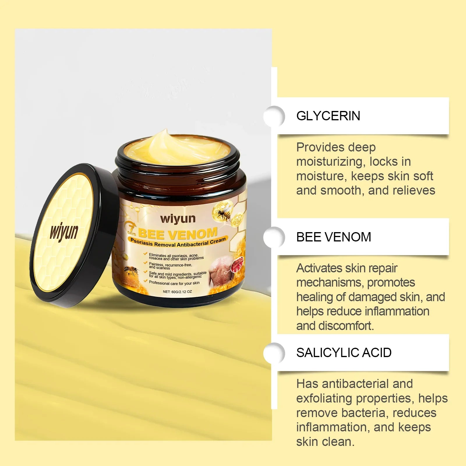 Bee Venom Body Cream 60g for Dry Skin Relief-1