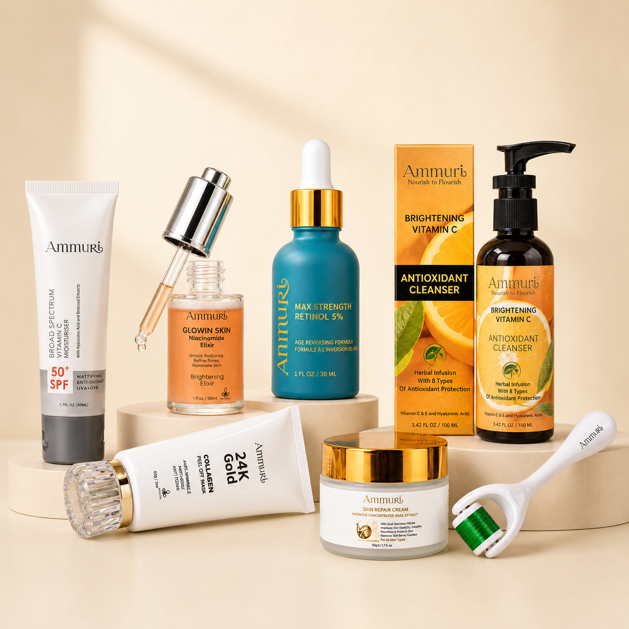 7-in-1 Anti-Ageing Skincare Set | Retinol, Niacinamide & Vitamin C | Ammuri