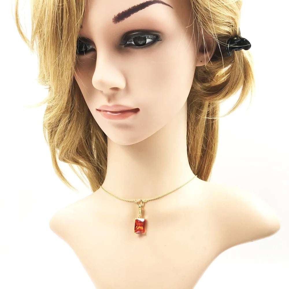 Charm Necklace Square Stone, Autumn New Fine Jewelry Highlight a Timeless Europe 925 Sterling Silver Bijoux Gift For Women