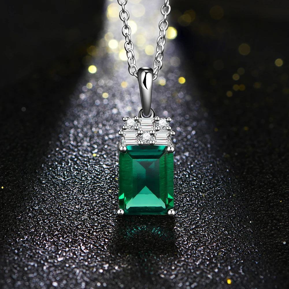 CHARMING Sparkling 2.0CT Created Emerald Pendant Necklace Octagon Shape S925 Silver Fashion Fine Party Jewelry With Certificate