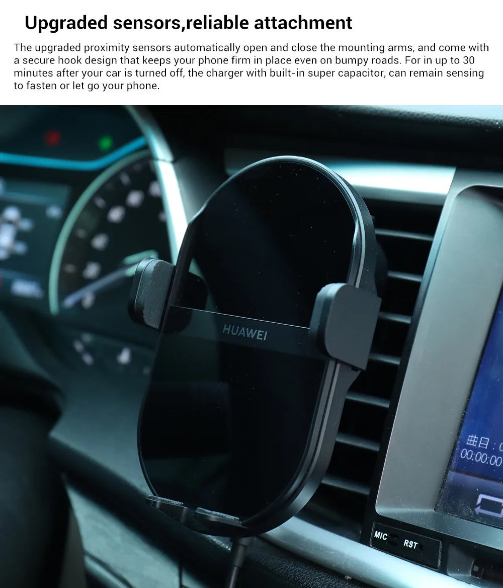 Huawei SuperCharge Wireless Car Charger 50W Max Intelligent Both Side Sensor Mounting Dual Charging 3D Cooling Fast Charger