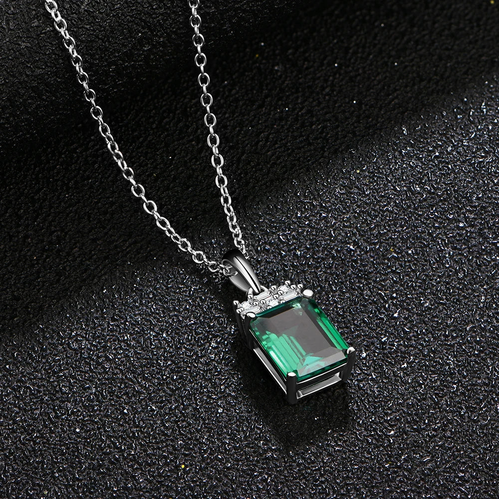 CHARMING Sparkling 2.0CT Created Emerald Pendant Necklace Octagon Shape S925 Silver Fashion Fine Party Jewelry With Certificate