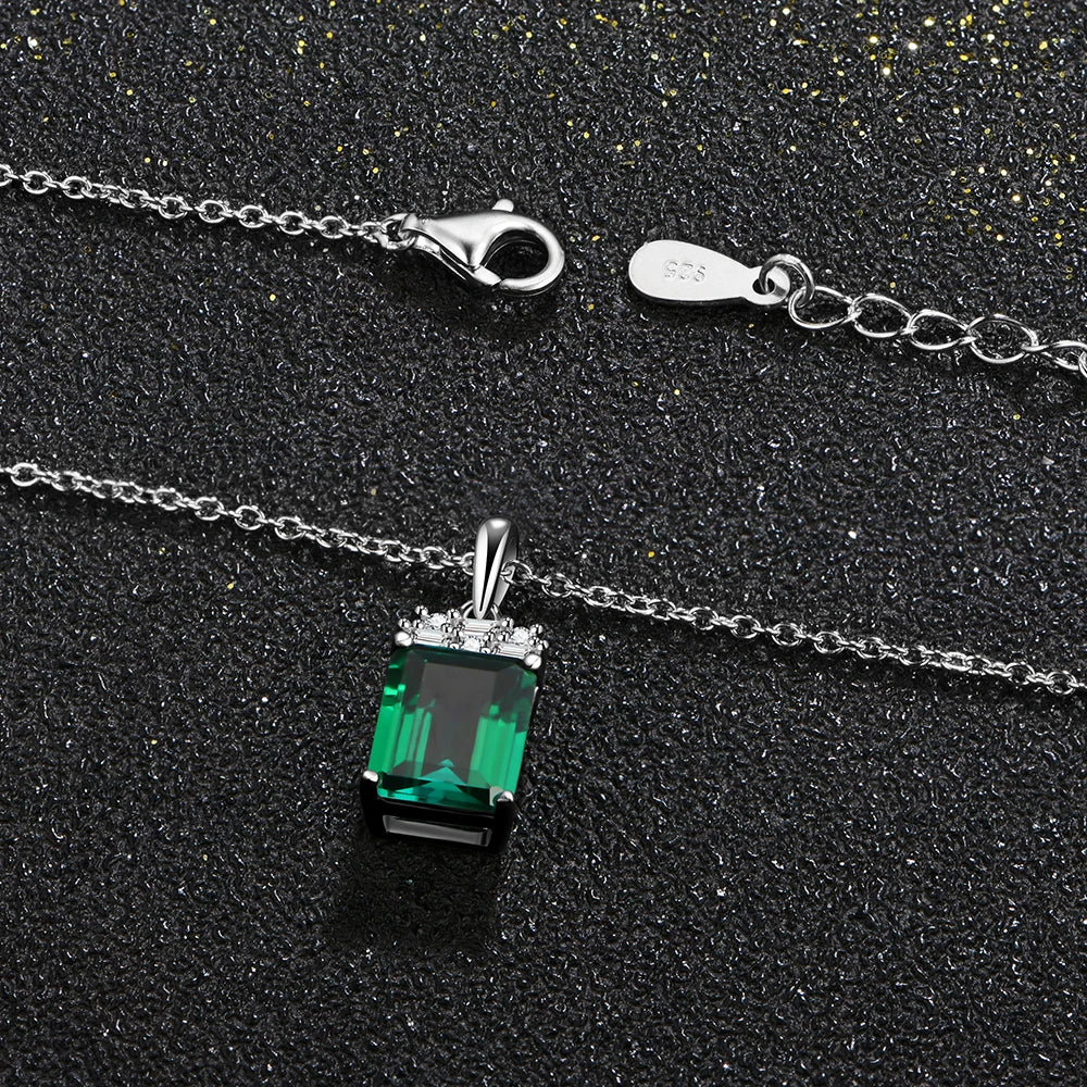 CHARMING Sparkling 2.0CT Created Emerald Pendant Necklace Octagon Shape S925 Silver Fashion Fine Party Jewelry With Certificate