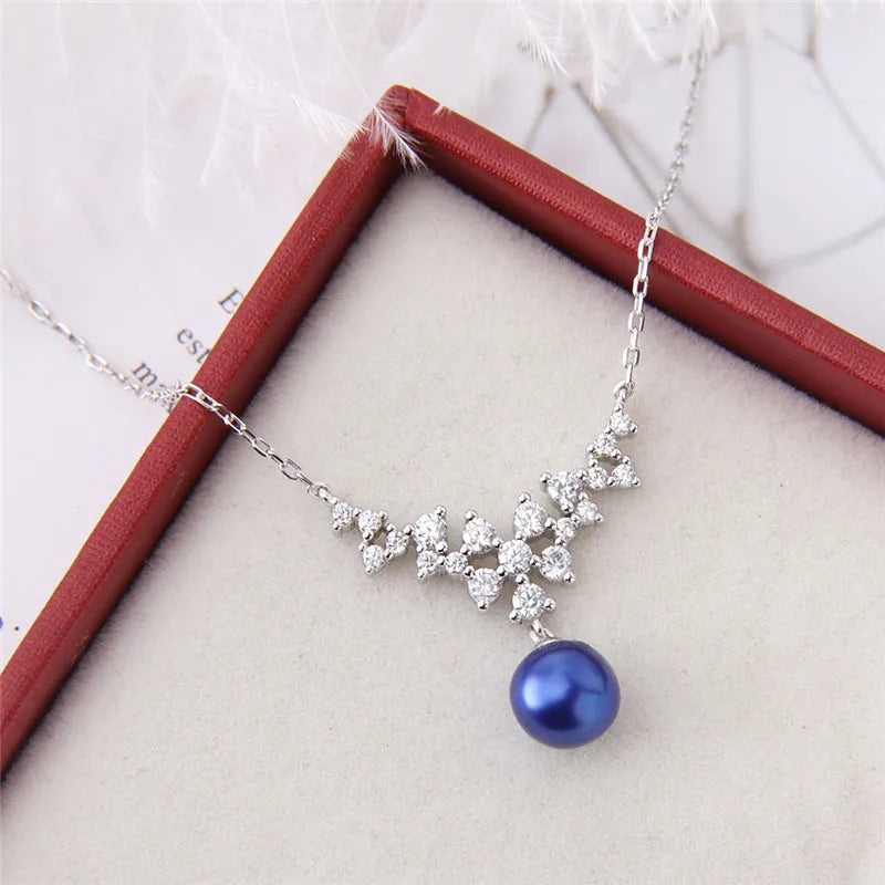 CLUCI Silver 925 Luxury Shining Zircon Pearl Pendant Necklace Women Wedding Jewelry 925 Sterling Silver Pendant Necklace SN050SB