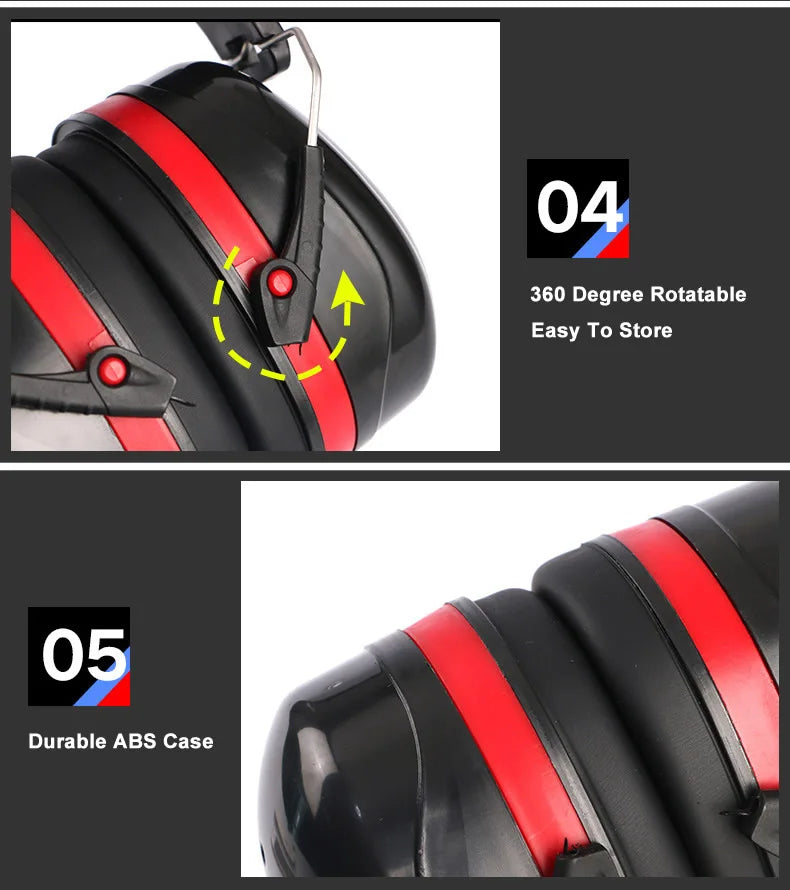 Foldable Anti-Noise Ear Muffs, Sound Reduction Hearing Protection for Work and Shooting