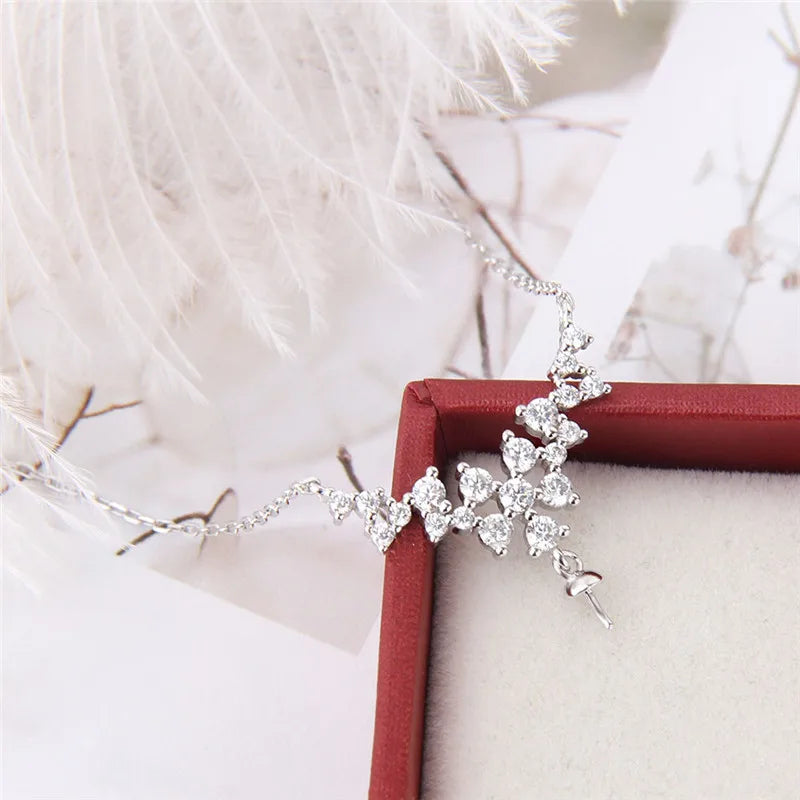 CLUCI Silver 925 Luxury Shining Zircon Pearl Pendant Necklace Women Wedding Jewelry 925 Sterling Silver Pendant Necklace SN050SB