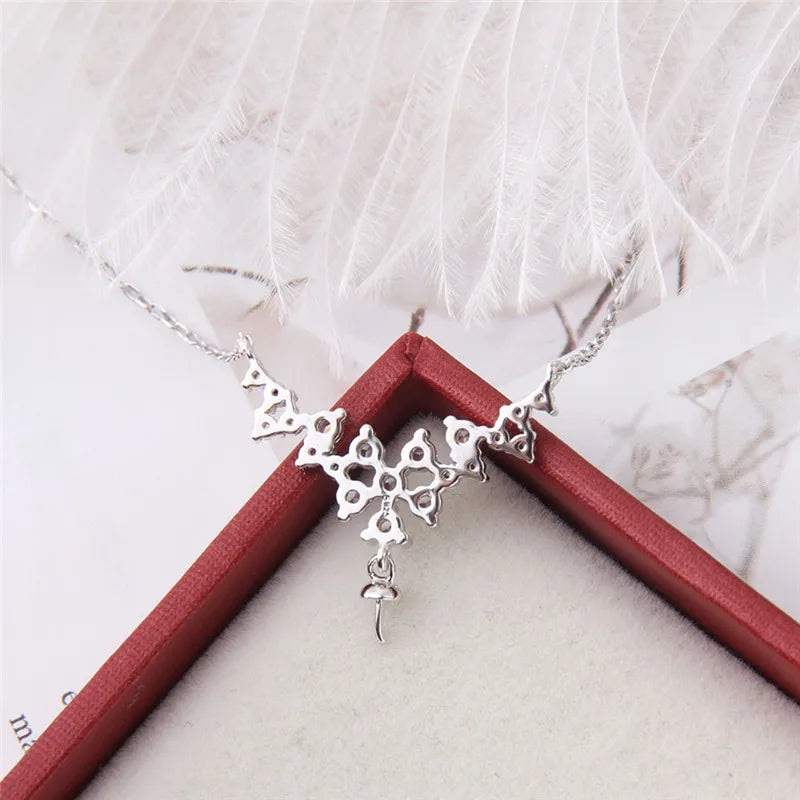 CLUCI Silver 925 Luxury Shining Zircon Pearl Pendant Necklace Women Wedding Jewelry 925 Sterling Silver Pendant Necklace SN050SB