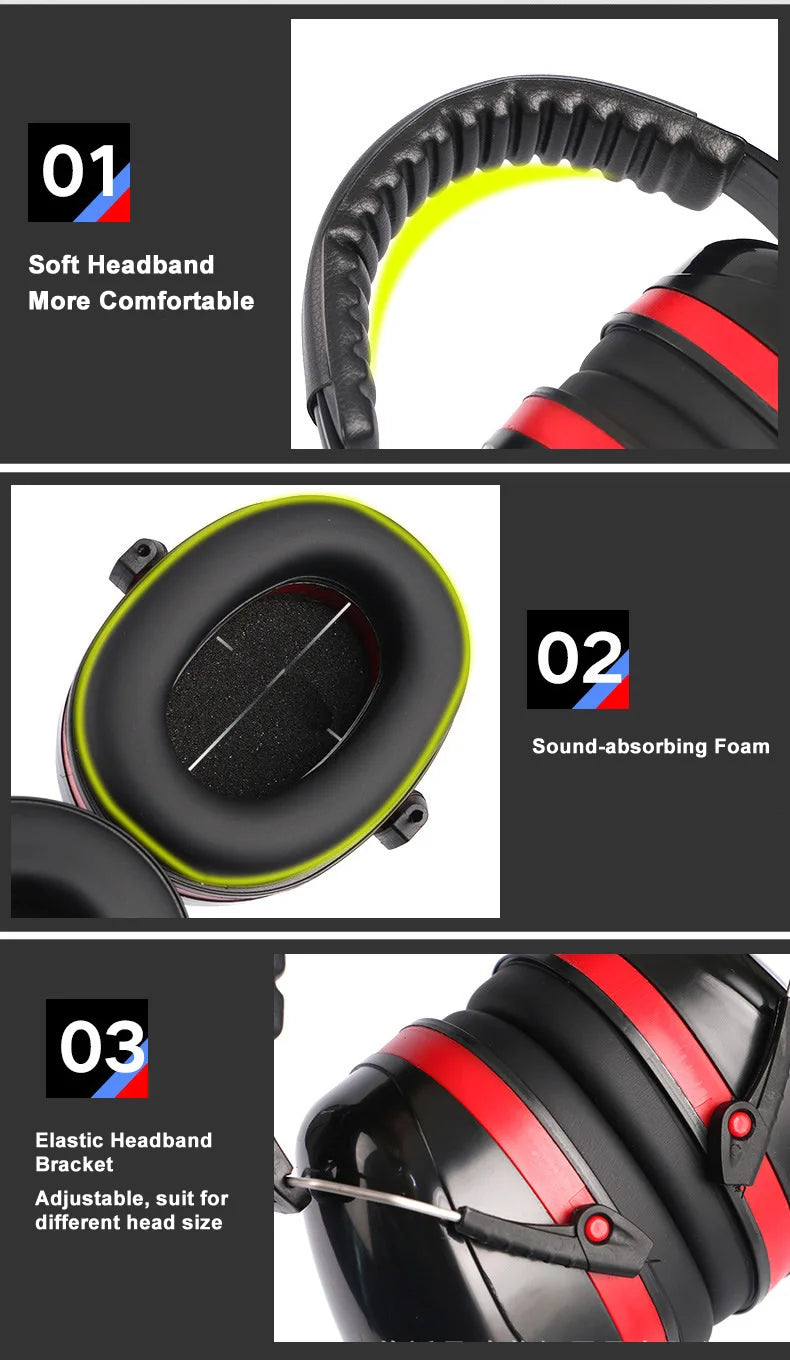 Foldable Anti-Noise Ear Muffs, Sound Reduction Hearing Protection for Work and Shooting