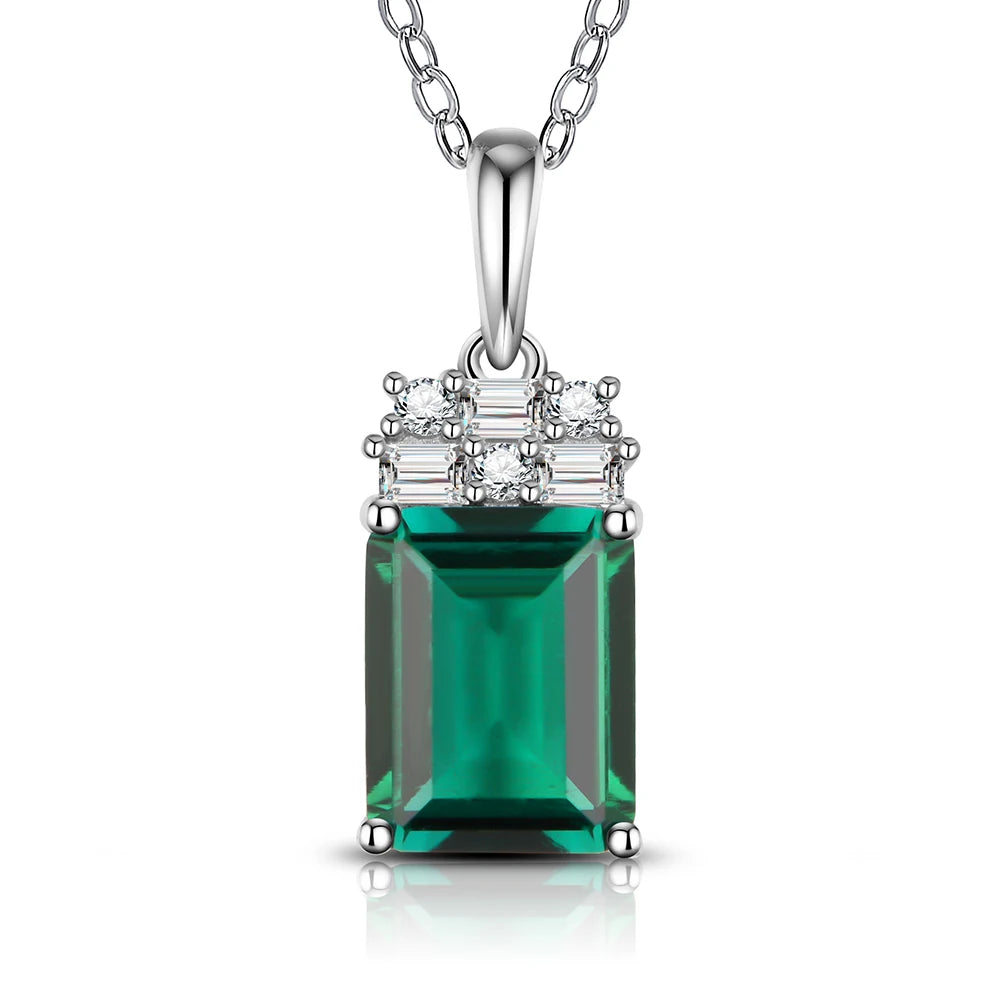 CHARMING Sparkling 2.0CT Created Emerald Pendant Necklace Octagon Shape S925 Silver Fashion Fine Party Jewelry With Certificate