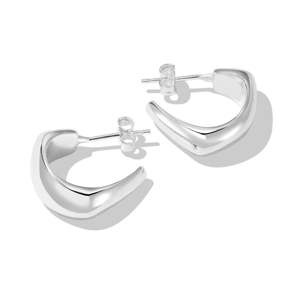 Dylam Personalized Unique Design 925 Sterling Silver Rhodium Plated C Shape Dainty Stud Earrings for Women Jewelry Jewellery