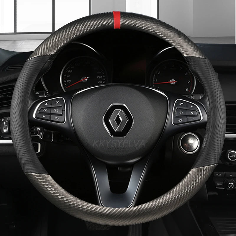 Steering Wheel Cover 38cm Leather – Renault Clio Megane Laguna Kadjar Koleos Scenic
