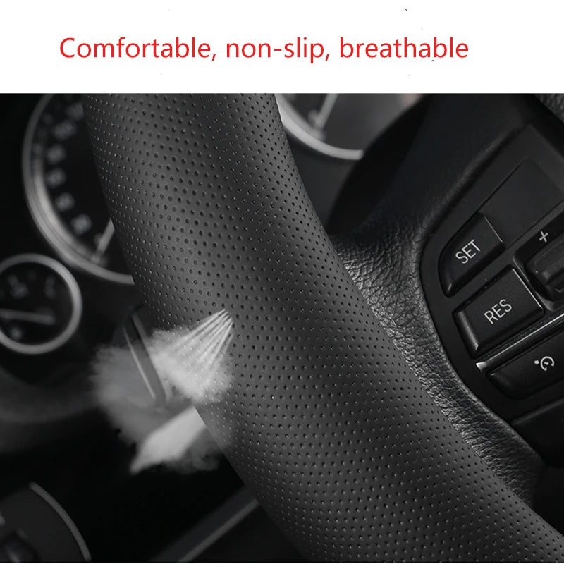 Steering Wheel Cover 38cm Leather – Renault Clio Megane Laguna Kadjar Koleos Scenic