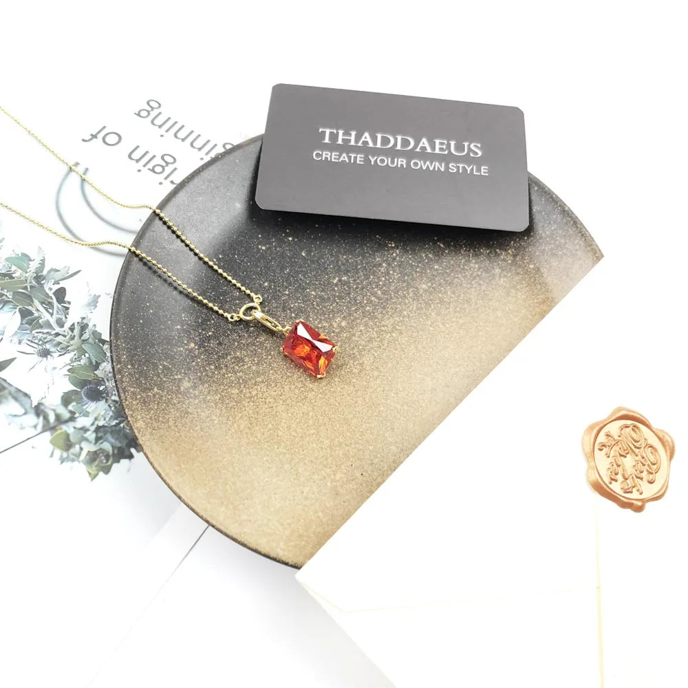Charm Necklace Square Stone, Autumn New Fine Jewelry Highlight a Timeless Europe 925 Sterling Silver Bijoux Gift For Women