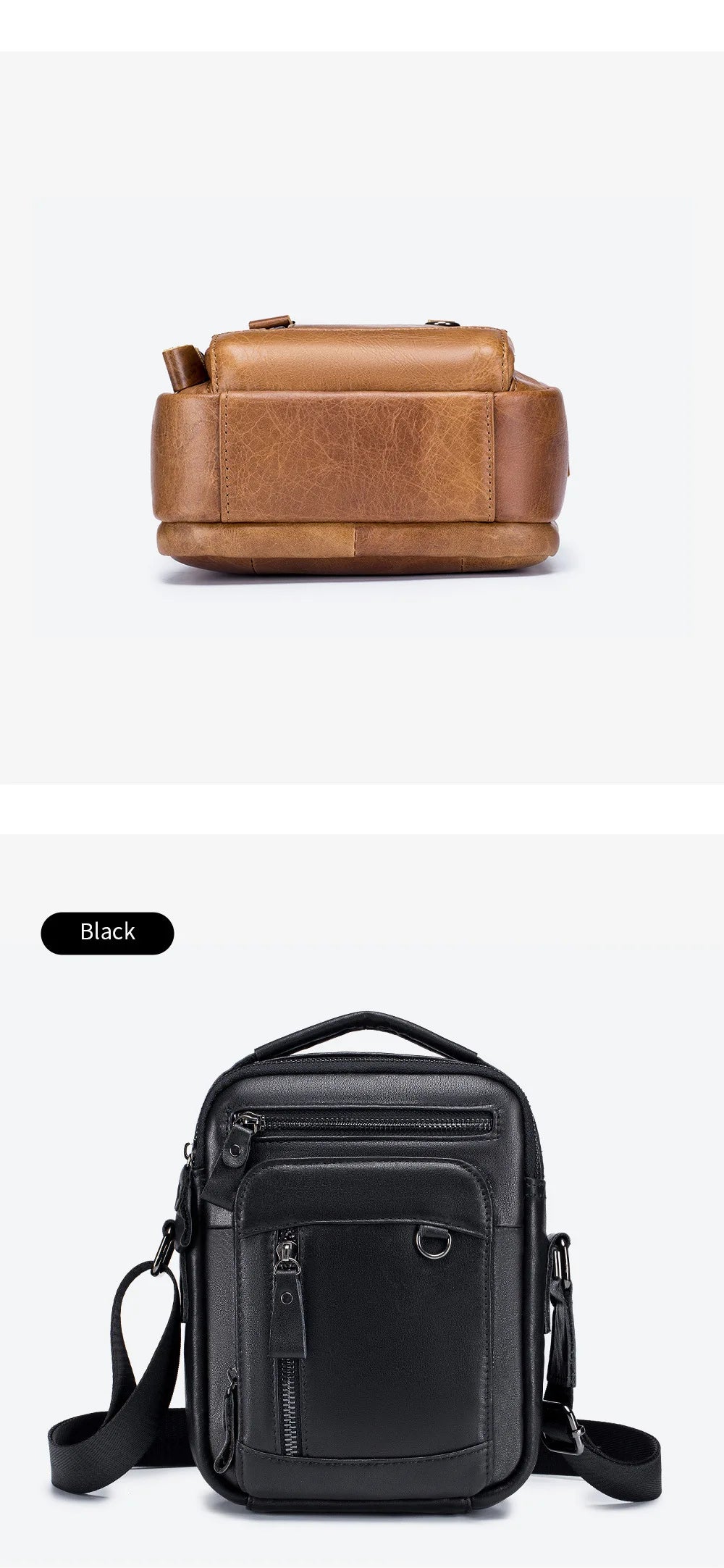 Men's 100% Genuine Leather Shoulder Bag – Compact Crossbody Handbag