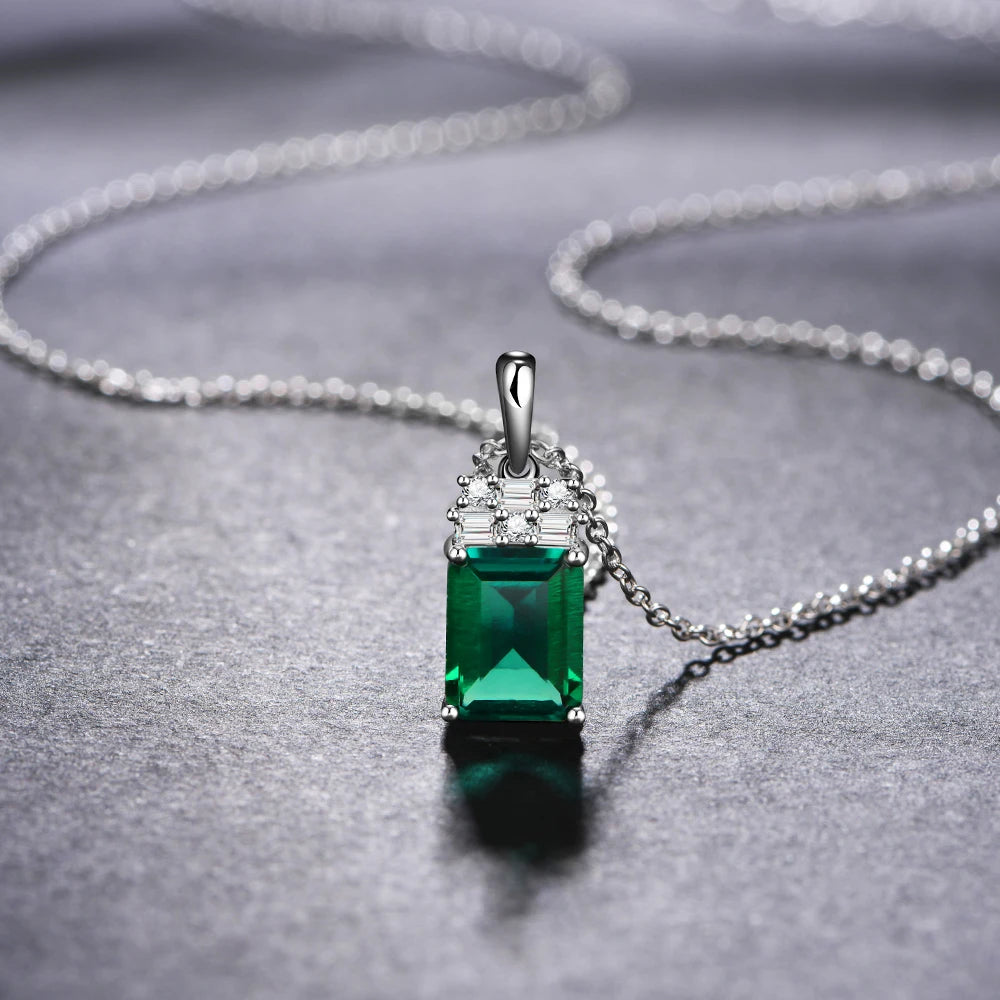CHARMING Sparkling 2.0CT Created Emerald Pendant Necklace Octagon Shape S925 Silver Fashion Fine Party Jewelry With Certificate