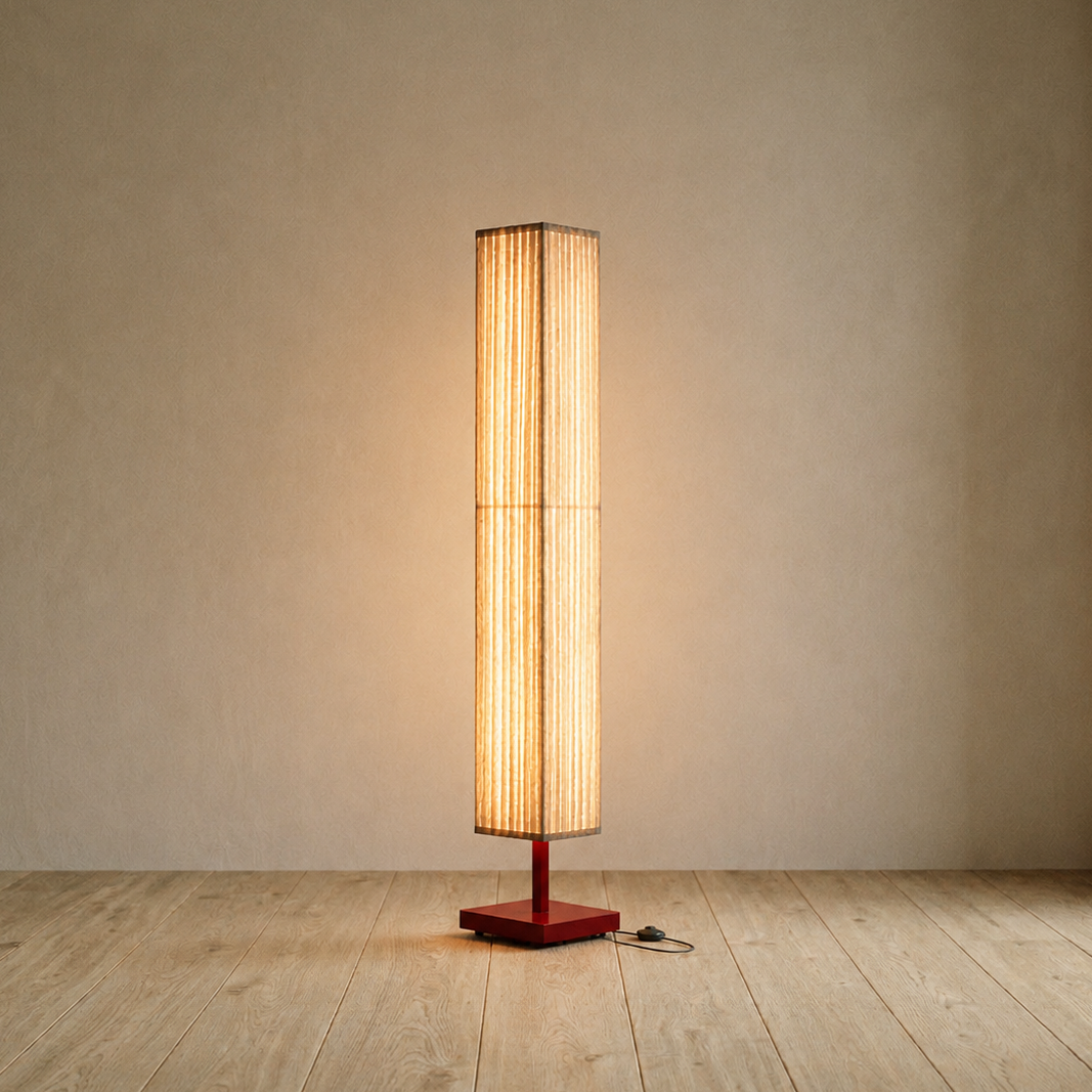 Modern Fabric Column Floor Lamp with Pleated Shade