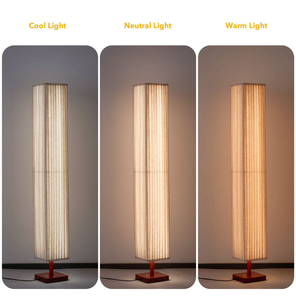 Modern Fabric Column Floor Lamp with Pleated Shade