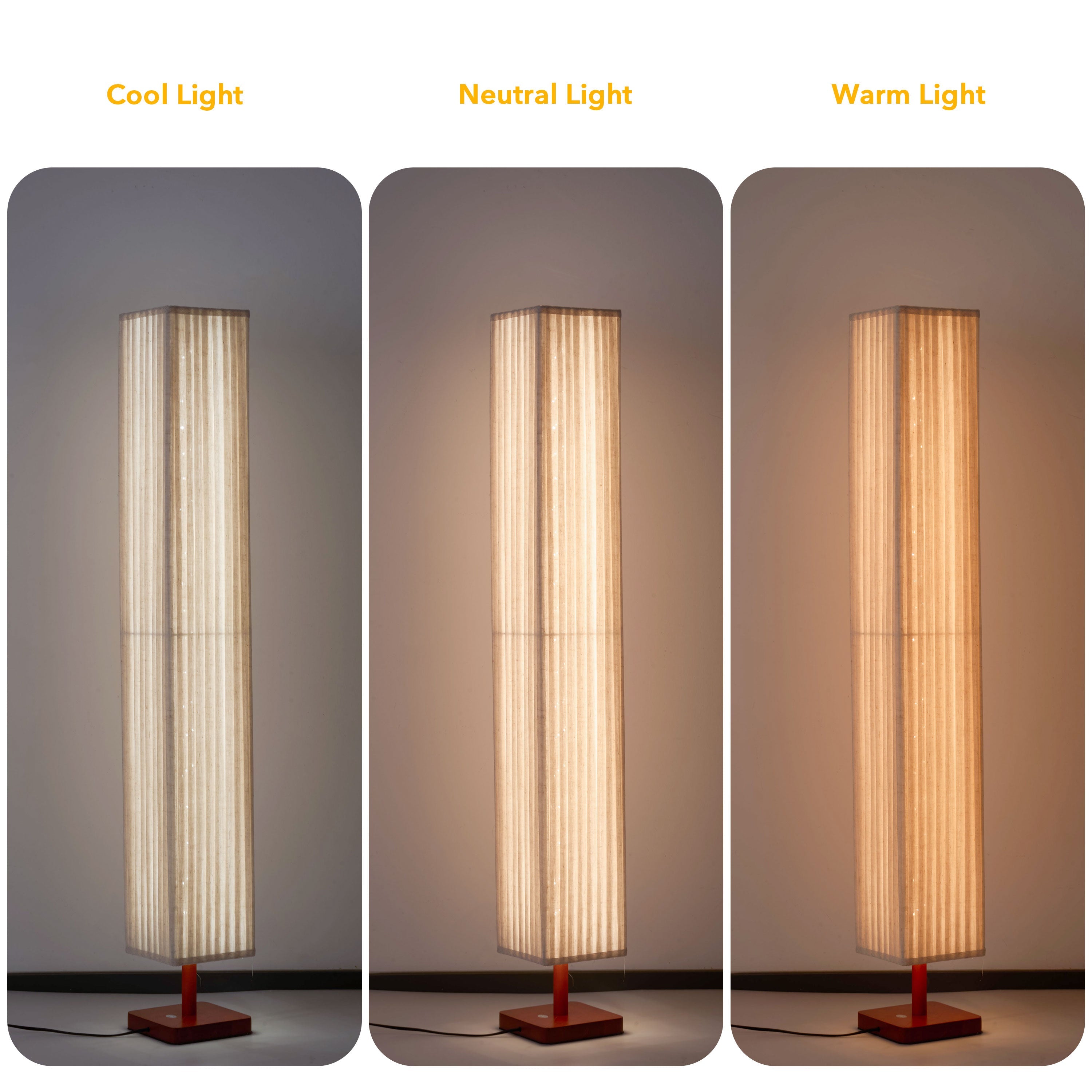 Modern Fabric Column Floor Lamp with Pleated Shade