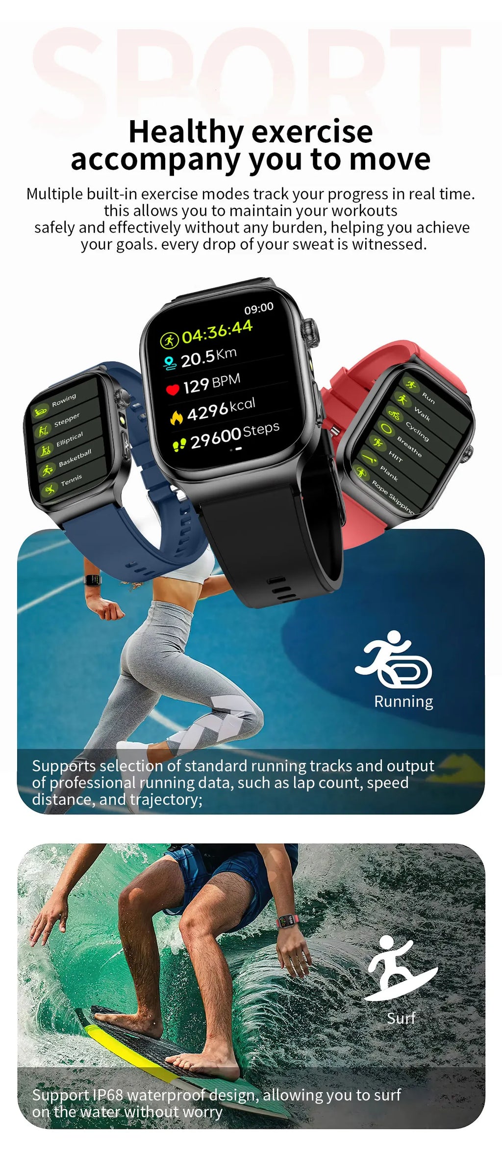 AMOLED Health Smartwatch with ECG, Blood Oxygen, Blood Pressure & Body Fat Tracking