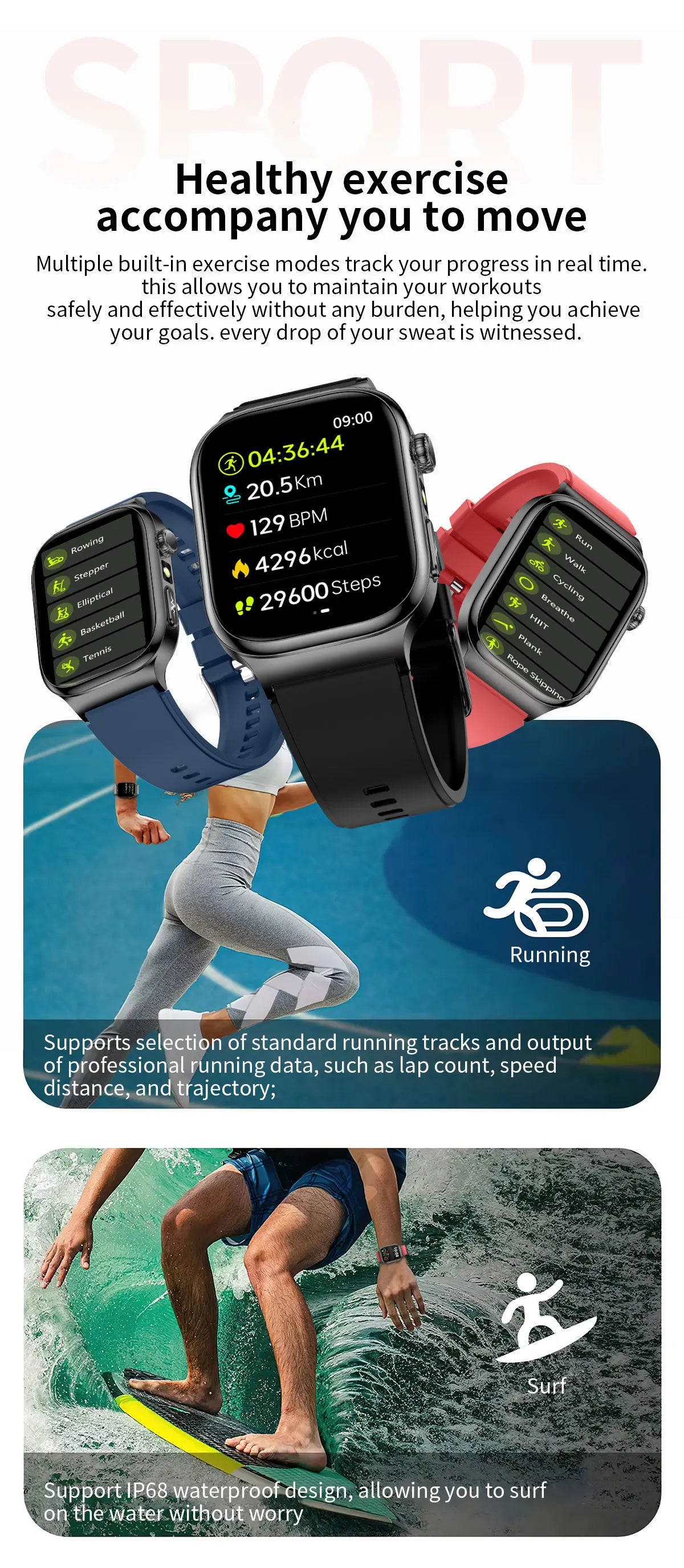 AMOLED Health Smartwatch with ECG, Blood Oxygen, Blood Pressure & Body Fat Tracking