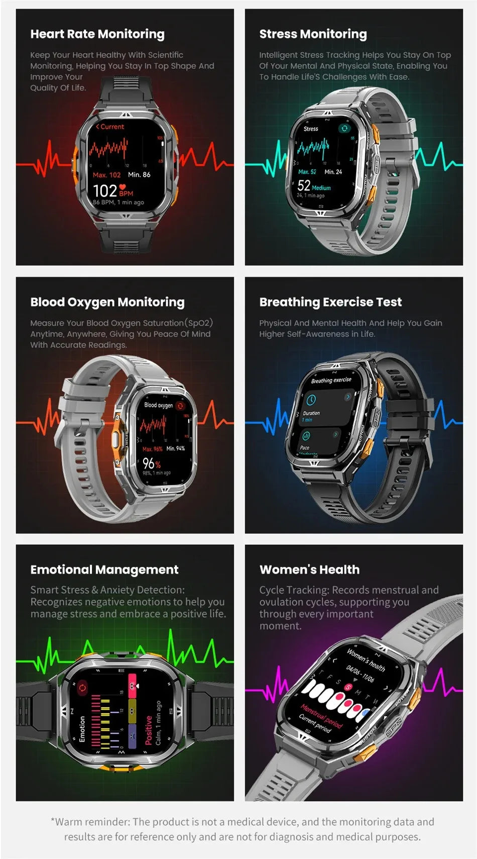 Men's GPS Smart Watch 1.96" AMOLED with Compass & Bluetooth Call