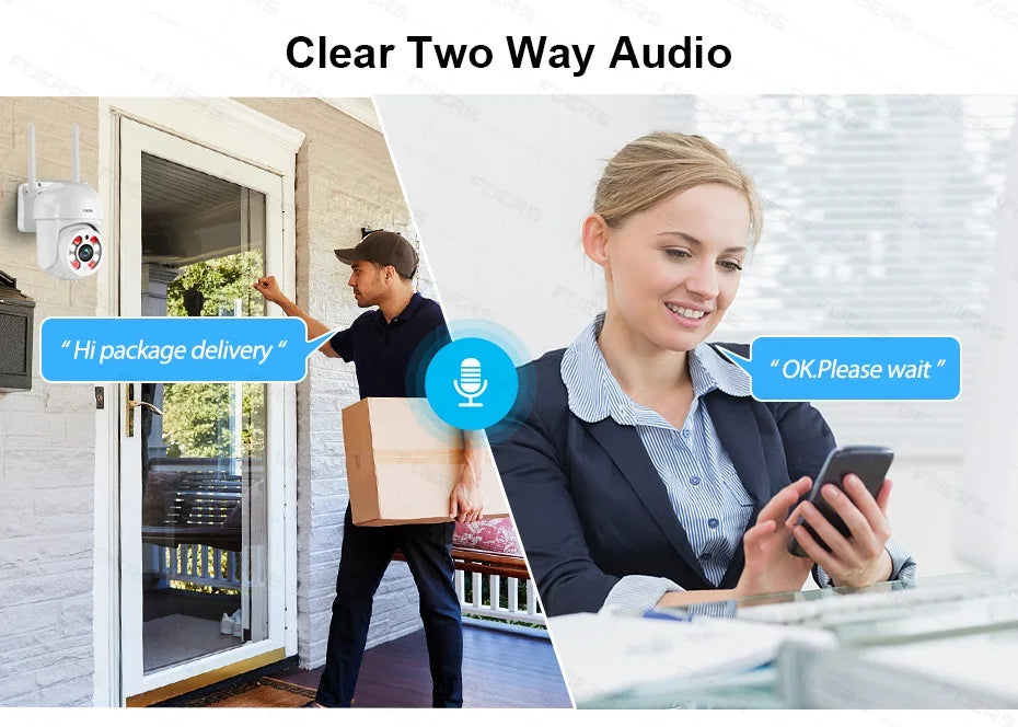 FUERS 3MP PTZ Outdoor WiFi Security Camera, 4X Zoom, AI Auto Tracking