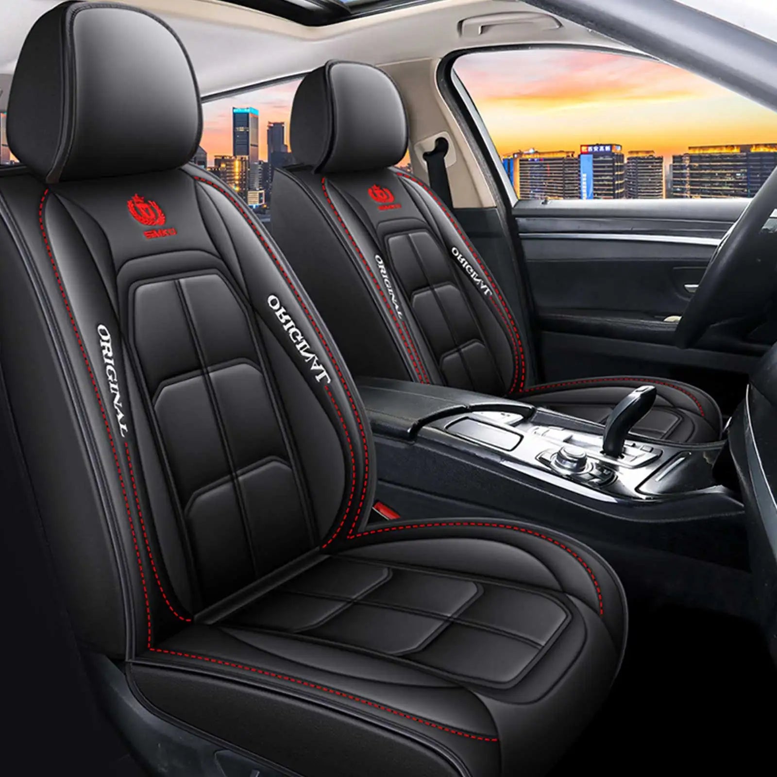 Universal Leather Cover Pu Car Seat Sporty Design Fit For Most Car Suv Truck Four Season Seat Cover For Car Accessories Interior