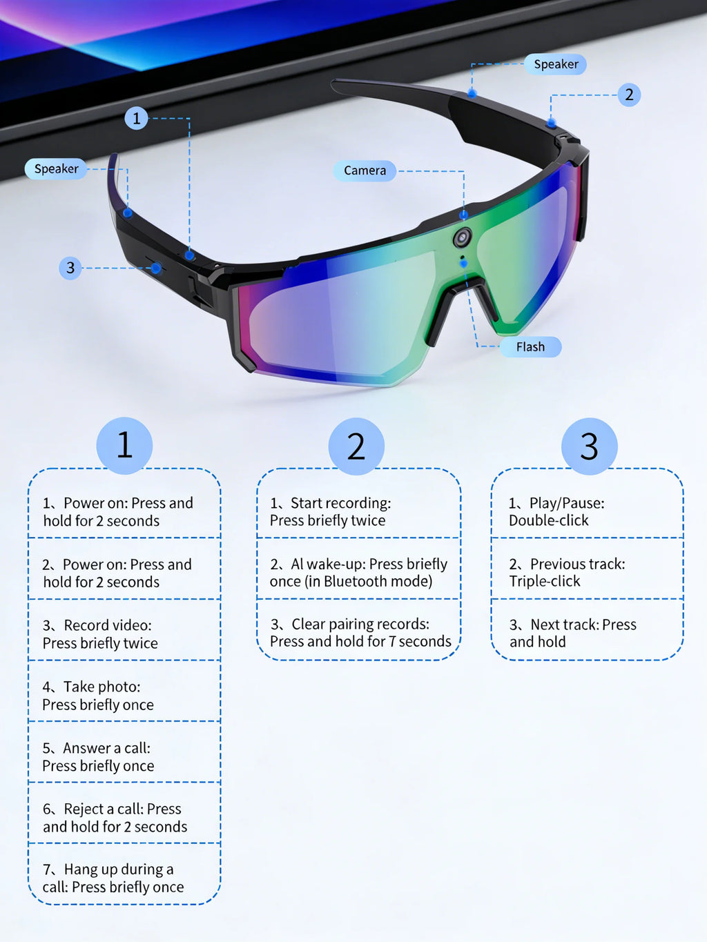 2026 New Smart Glasses Men 800W HD Photo Video Bluetooth Call Translation Anti Glare Running Baseball Sunglasses Cycling Glasses