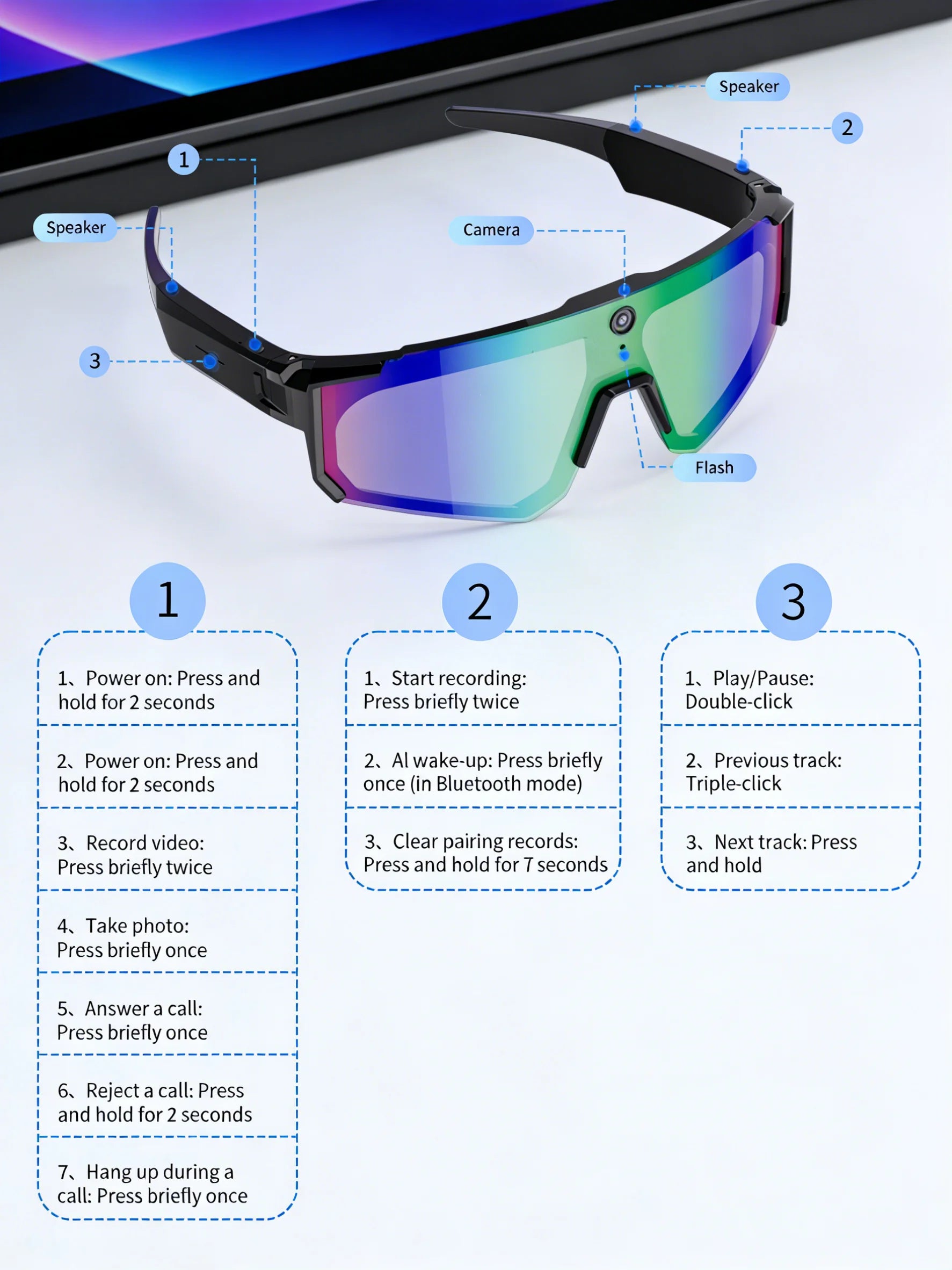 2026 New Smart Glasses Men 800W HD Photo Video Bluetooth Call Translation Anti Glare Running Baseball Sunglasses Cycling Glasses