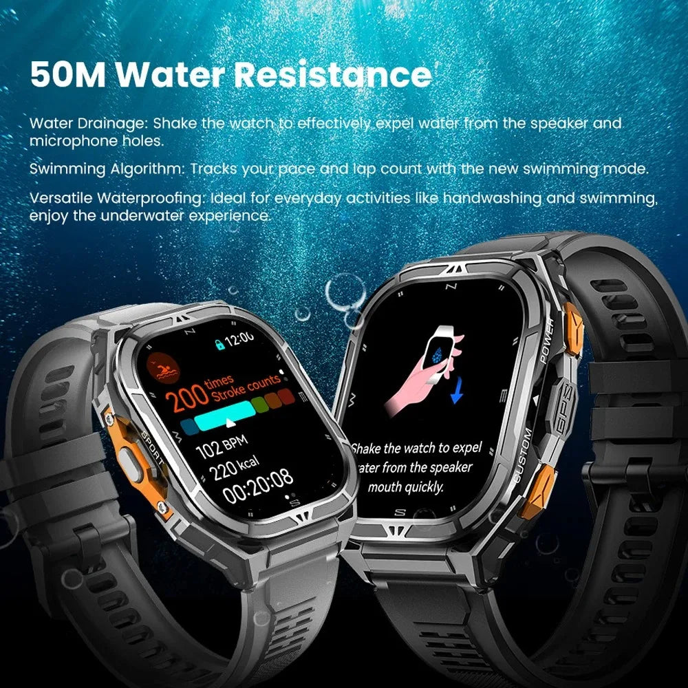 Men's GPS Smart Watch 1.96" AMOLED with Compass & Bluetooth Call
