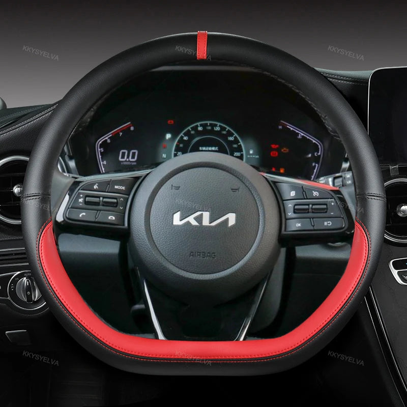 Steering Wheel Cover 38cm Leather – Kia Sportage Ceed Rio Sorento K2-K5