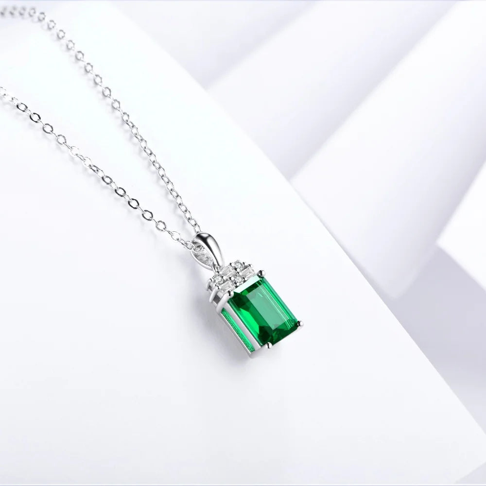CHARMING Sparkling 2.0CT Created Emerald Pendant Necklace Octagon Shape S925 Silver Fashion Fine Party Jewelry With Certificate