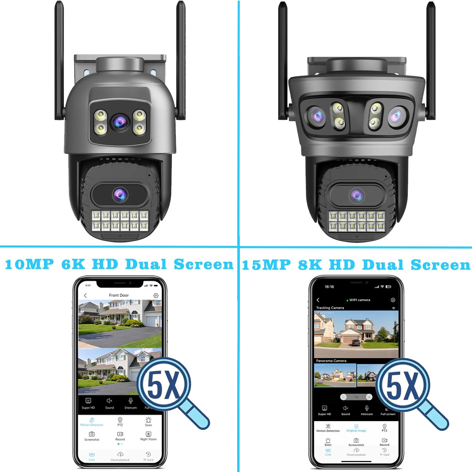 15MP PTZ IP Security Camera, 30x Optical Zoom Outdoor WiFi with Auto Tracking