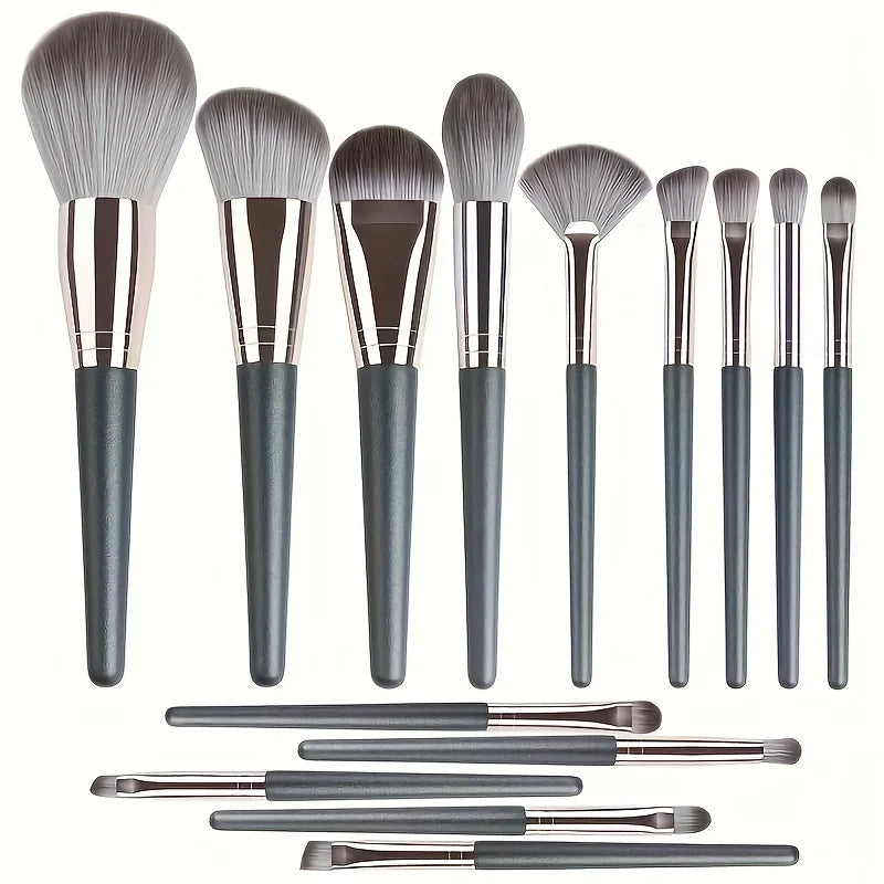 Luxury 14-Piece Makeup Brush Set Professional Full Face & Eye Detail Brushes Super Soft for Foundation Blush Application