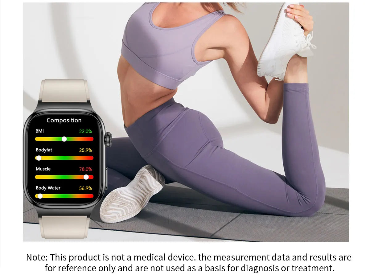 AMOLED Health Smartwatch with ECG, Blood Oxygen, Blood Pressure & Body Fat Tracking