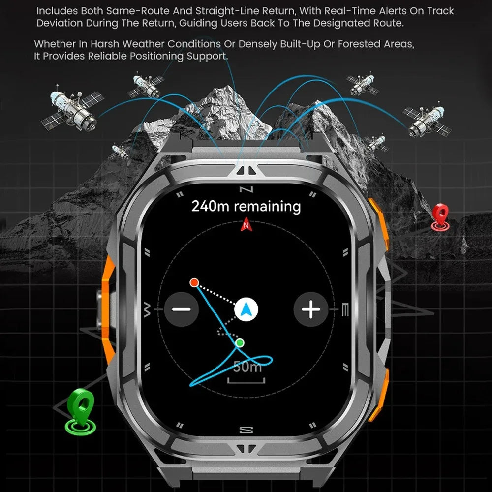 Men's GPS Smart Watch 1.96" AMOLED with Compass & Bluetooth Call