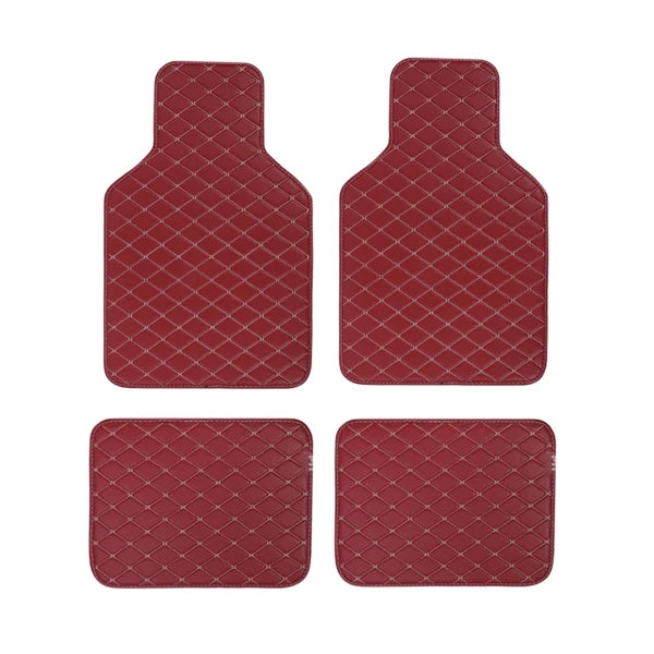 Universal PU Leather Car Floor Mats 4pcs – Multi-Colour