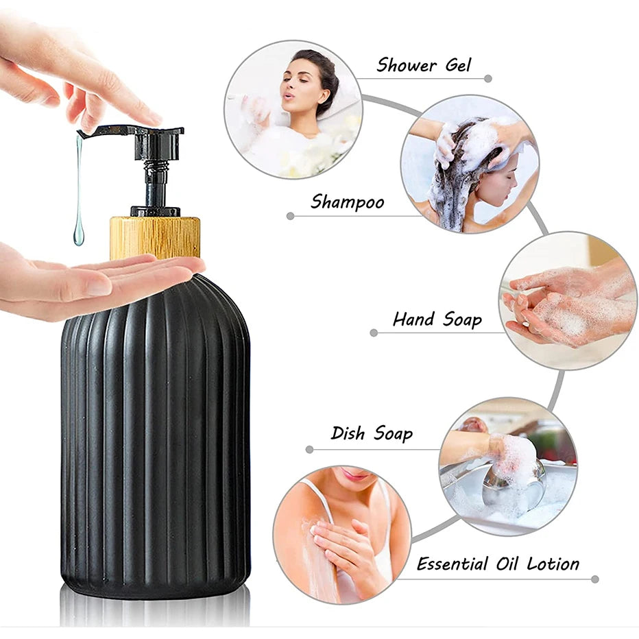 Black Dish Soap Dispenser Set – Countertop Kitchen Organiser