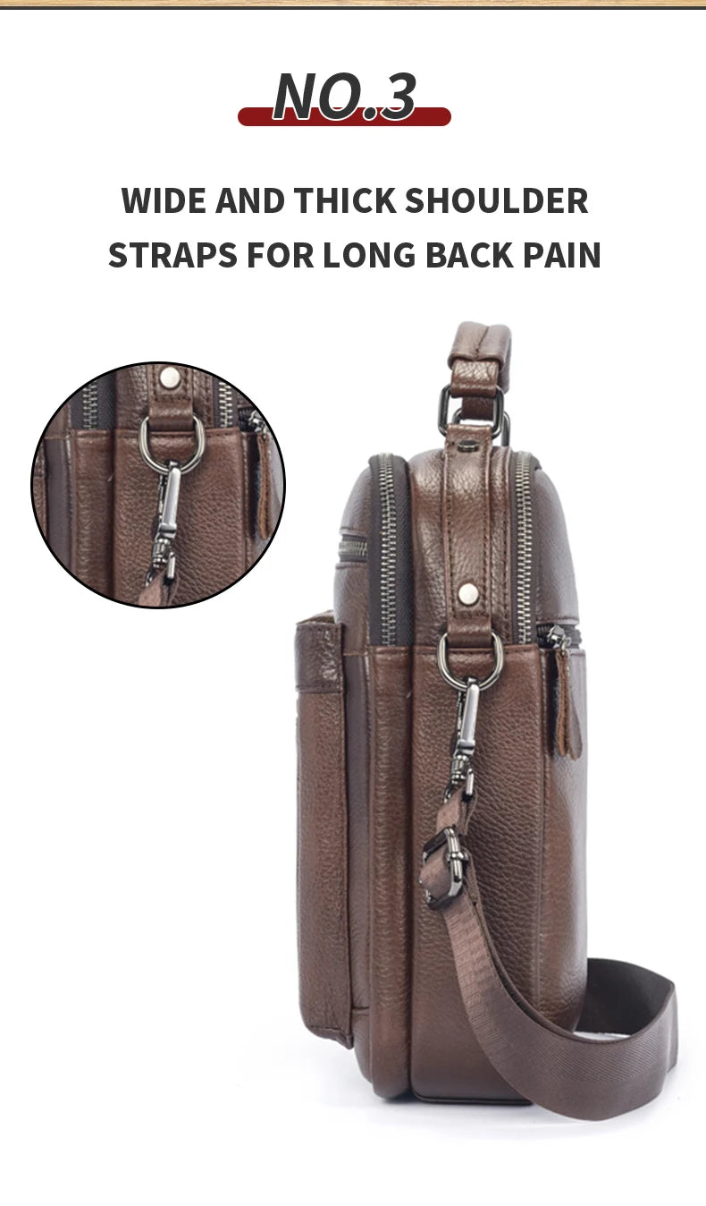 Men's Genuine Leather Shoulder Bag – Large Capacity Business Crossbody