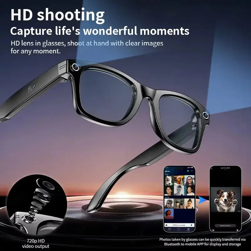 AI Smart Glasses with 8MP Camera Video Recording 100+ Languages Translation Sunglasses Bluetooth Call Music Play Men Women 2025