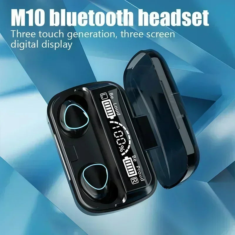 M10 Bluetooth Earphones HiFi Stereo Wireless Earbuds with LED Display