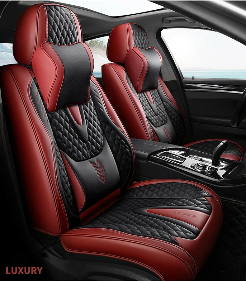 Universal Car Seat Covers  Full Covered Durable Leather Seat Cushion for 90% Sedan SUV 8 Colors Set Include Front and Rear Cover