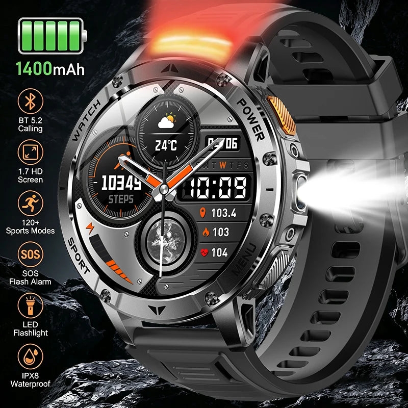 1.7-Inch IPS Smartwatch with Bluetooth Calls, SOS & 120+ Sports Modes