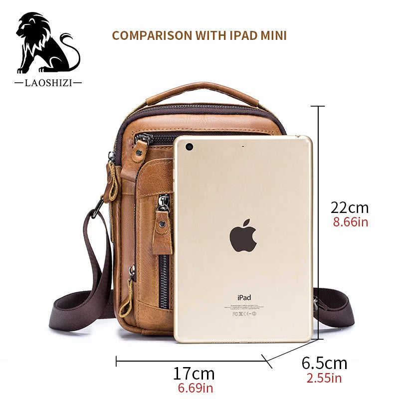 Men's 100% Genuine Leather Shoulder Bag – Compact Crossbody Handbag