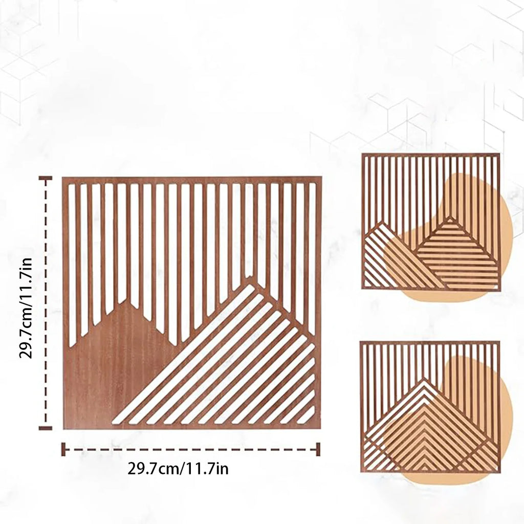3-Piece Modern Wood Wall Art Set, Easy Install Home Decor for Living Room