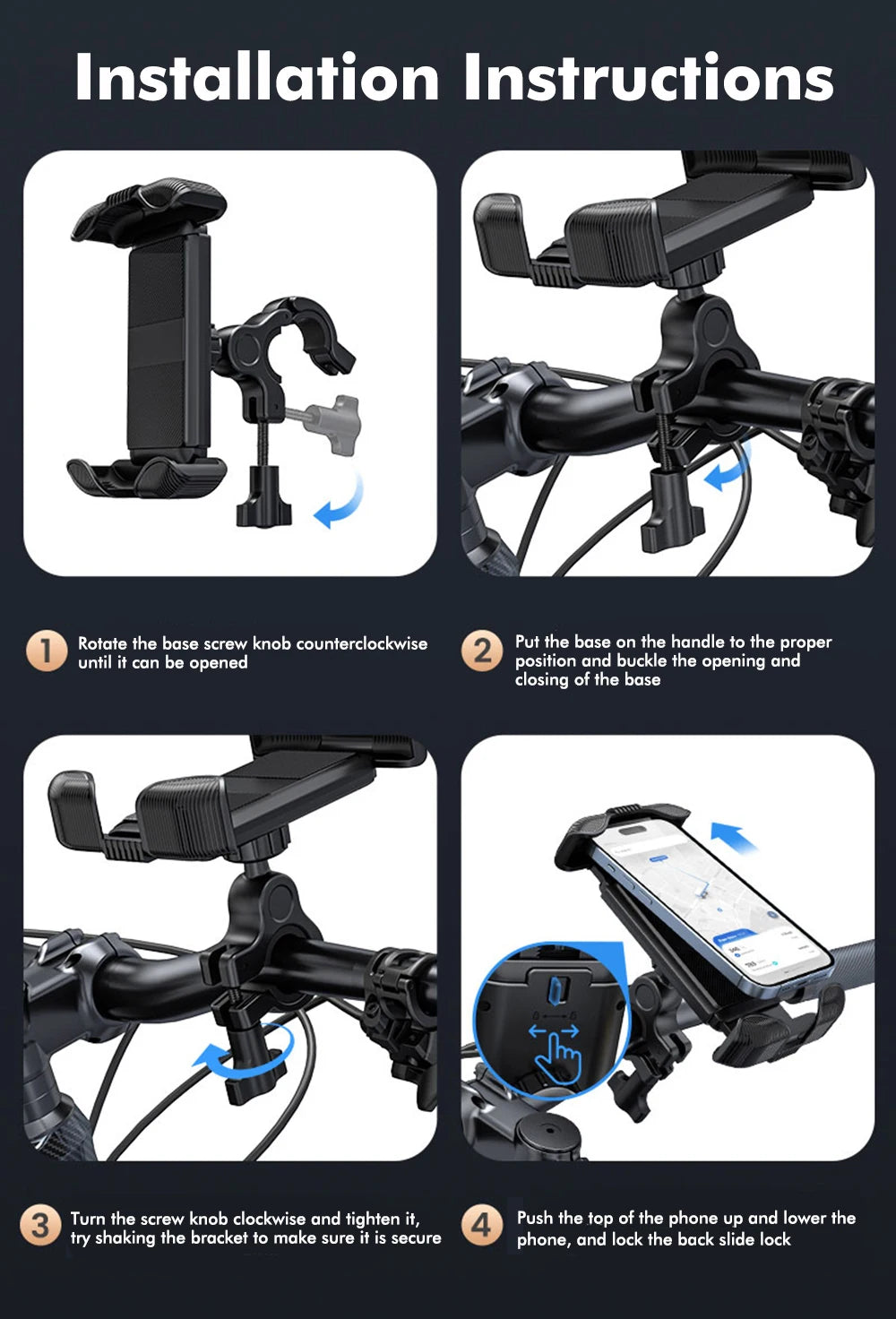 Bike Phone Holder Motorcycle Rearview Mirror Phone Mount Stand Bike Scooter Handlebar Cradle Clip Outdoor Navigation Universal
