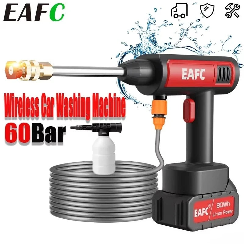 EAFC 60Bar Cordless Electric Pressure Washer — Self-Priming Foam Gun for Car & Garden