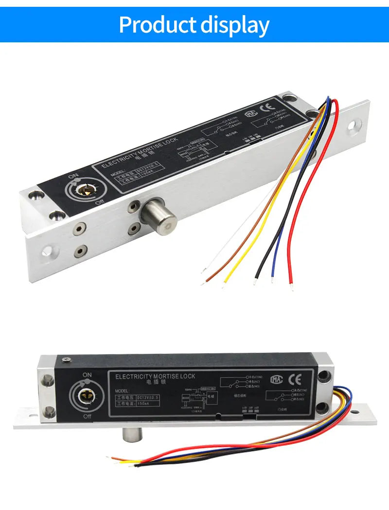 12V Fail Secure Electric Drop Bolt Lock for Electronic Door Access Control System Deadbolt Lock with Mechanical Key Time Delay